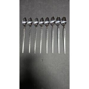 Rogers CC Stainless Ice Tea Spoons Set of 8 Long Handle Korea Embossed Pattern